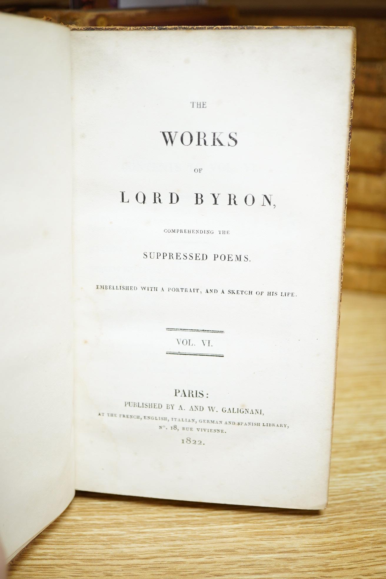 The Works of Lord Byron, pub. A & W Galignani, 1822, Paris, 15 vols